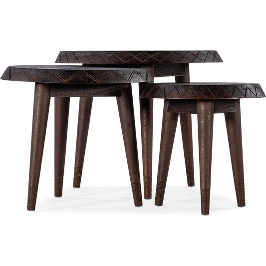 Commerce & Market Nesting Tables by Hooker Furniture in natural dark wood. Made from mango solids in a modern style.