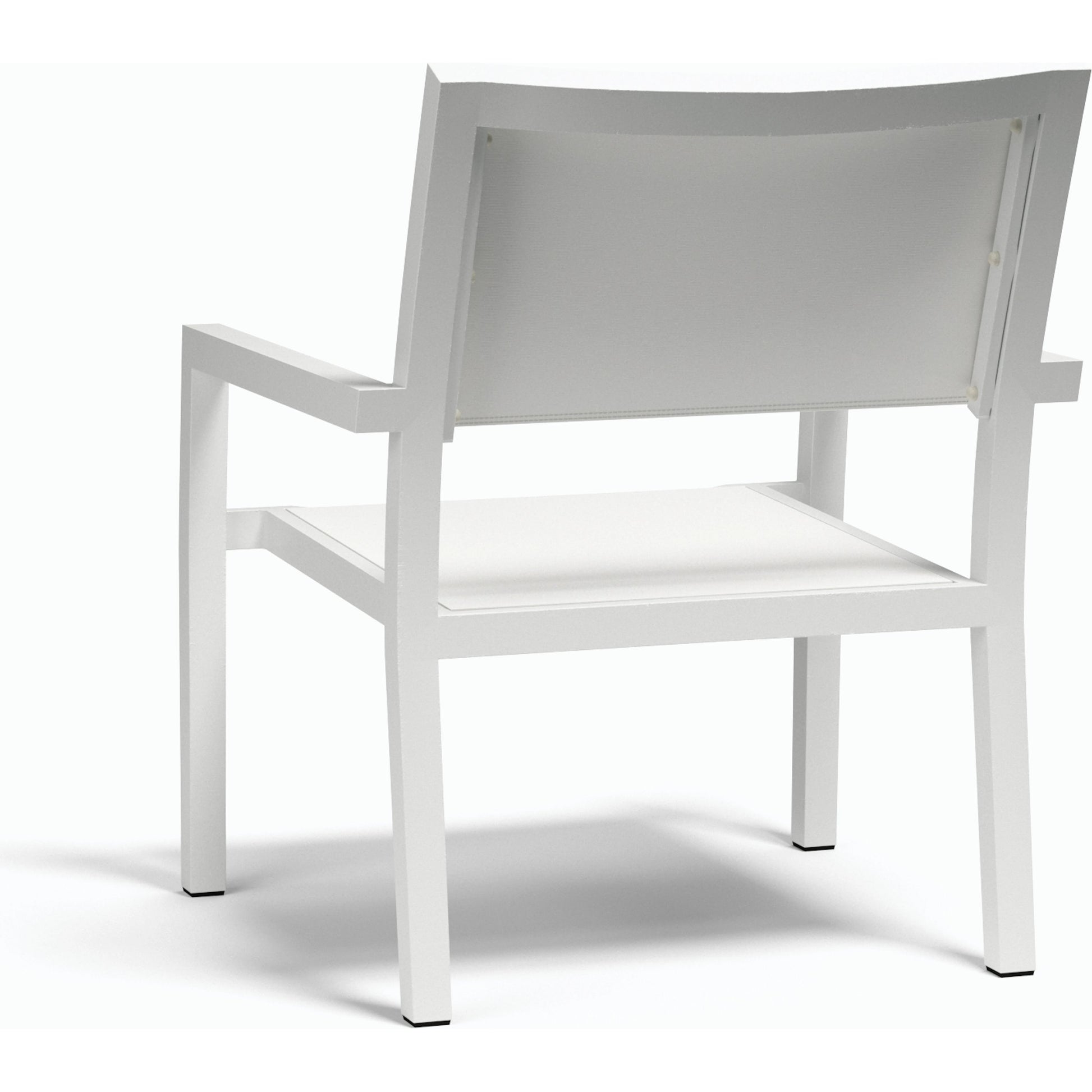 Naples Outdoor Stackable Sling Club Chair by Sunset West in white. Made from aluminum in a modern style.