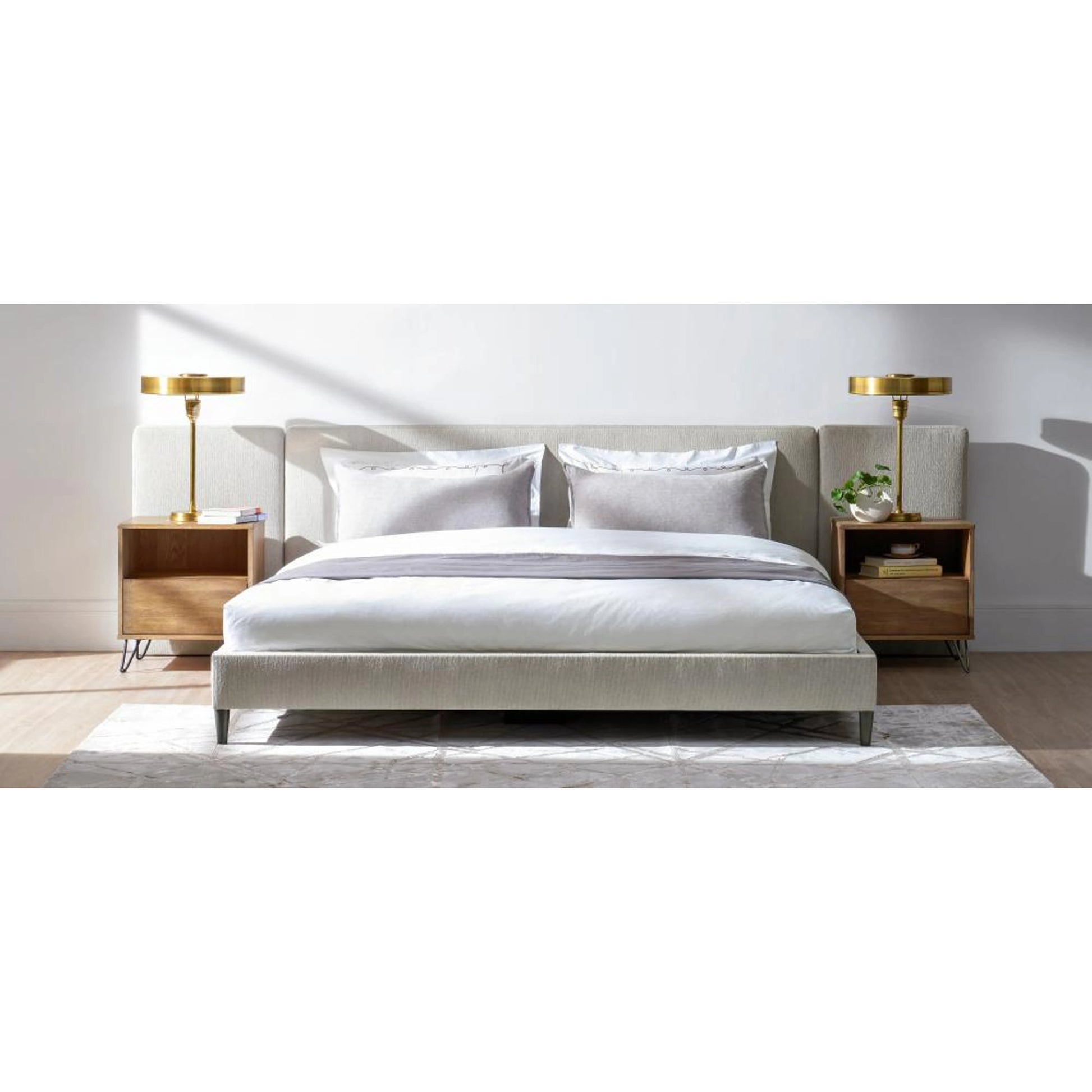 Zest Upholstered Bed with Wings by Zest. Made from rubberwood, fabric in a modern style.