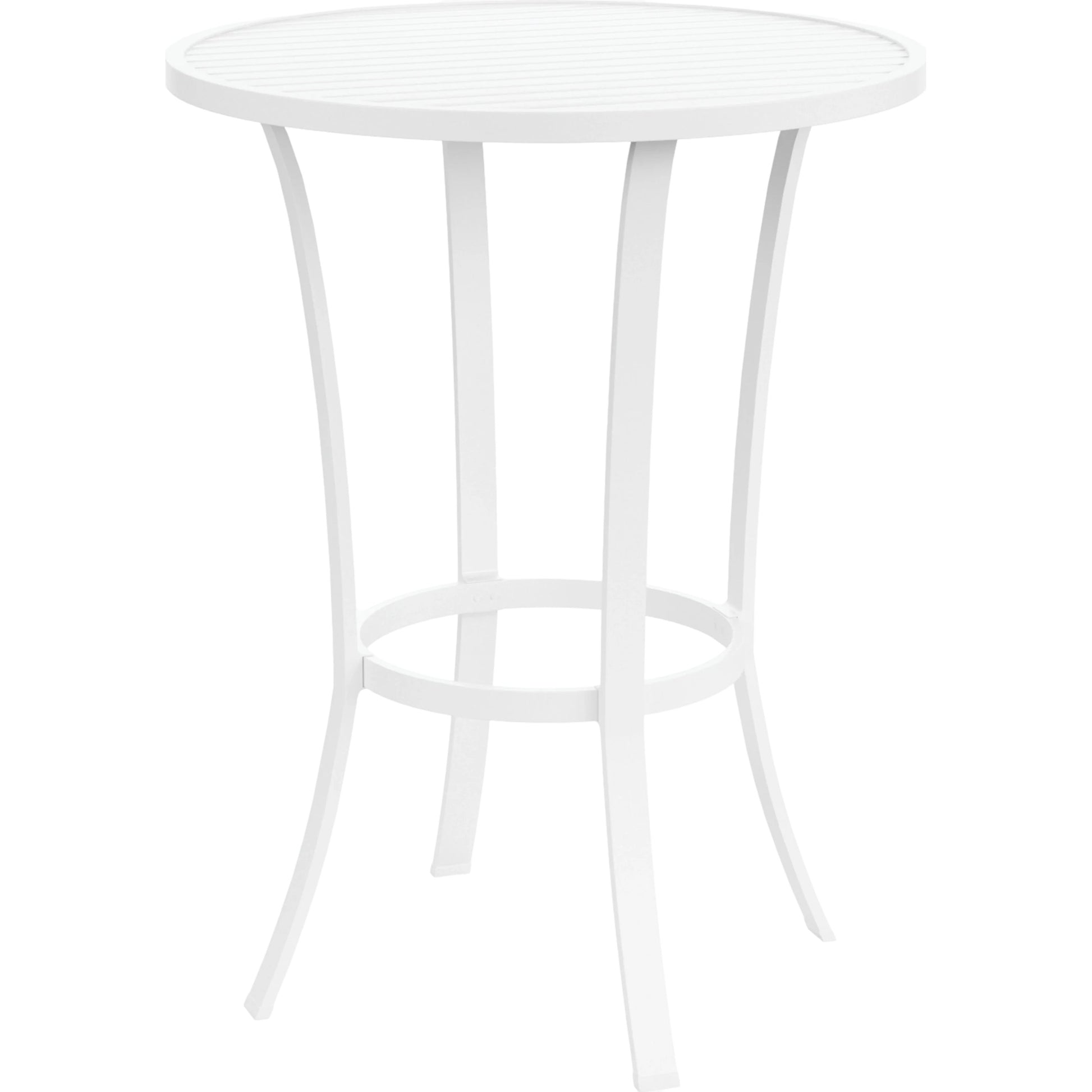 Bristol Outdoor Pub Table by Sunset West in white. Made from aluminum in a modern style.