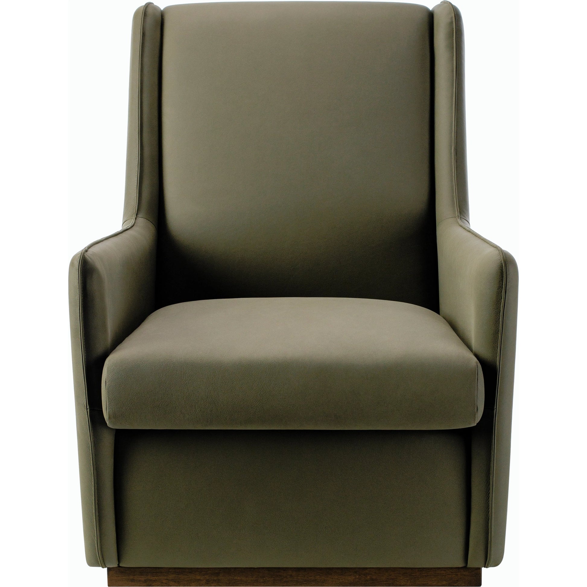 Olivier - 525743 by Surya in olive, dark brown and lacquered. Made from upholstery: leather, base: rubber wood, fill: 70% polyurethane foam, 30% mixed feather in a modern style.