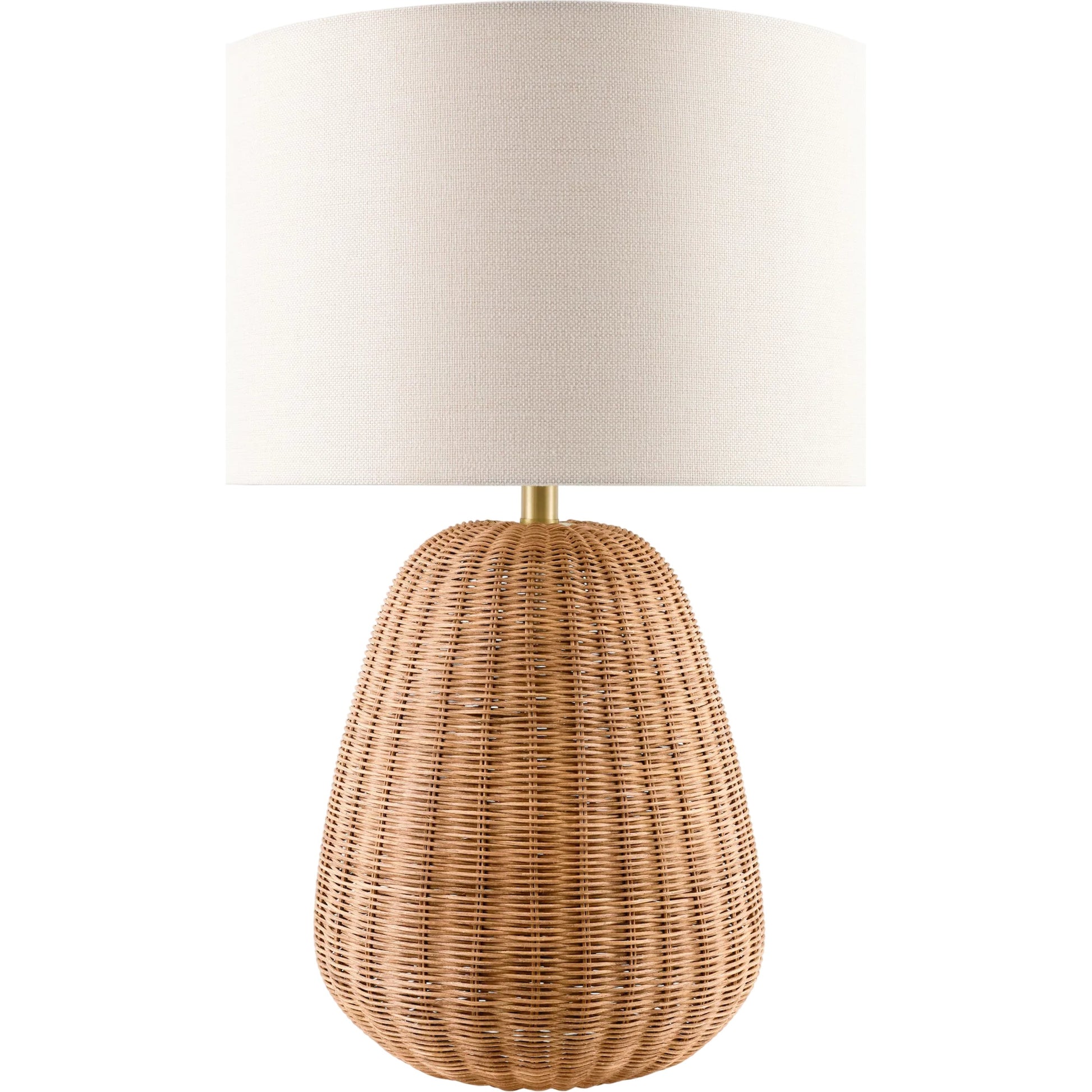 Olira Accent Table Lamp by Surya. Made from rattan, linen, polyester, iron in a rustic style.