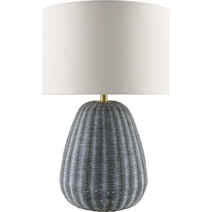 Olira Accent Table Lamp by Surya. Made from rattan, linen, polyester, iron in a rustic style.