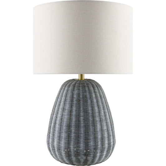 Olira Accent Table Lamp by Surya. Made from rattan, linen, polyester, iron in a rustic style.
