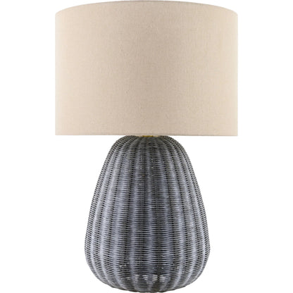 Olira Accent Table Lamp by Surya. Made from rattan, linen, polyester, iron in a rustic style.