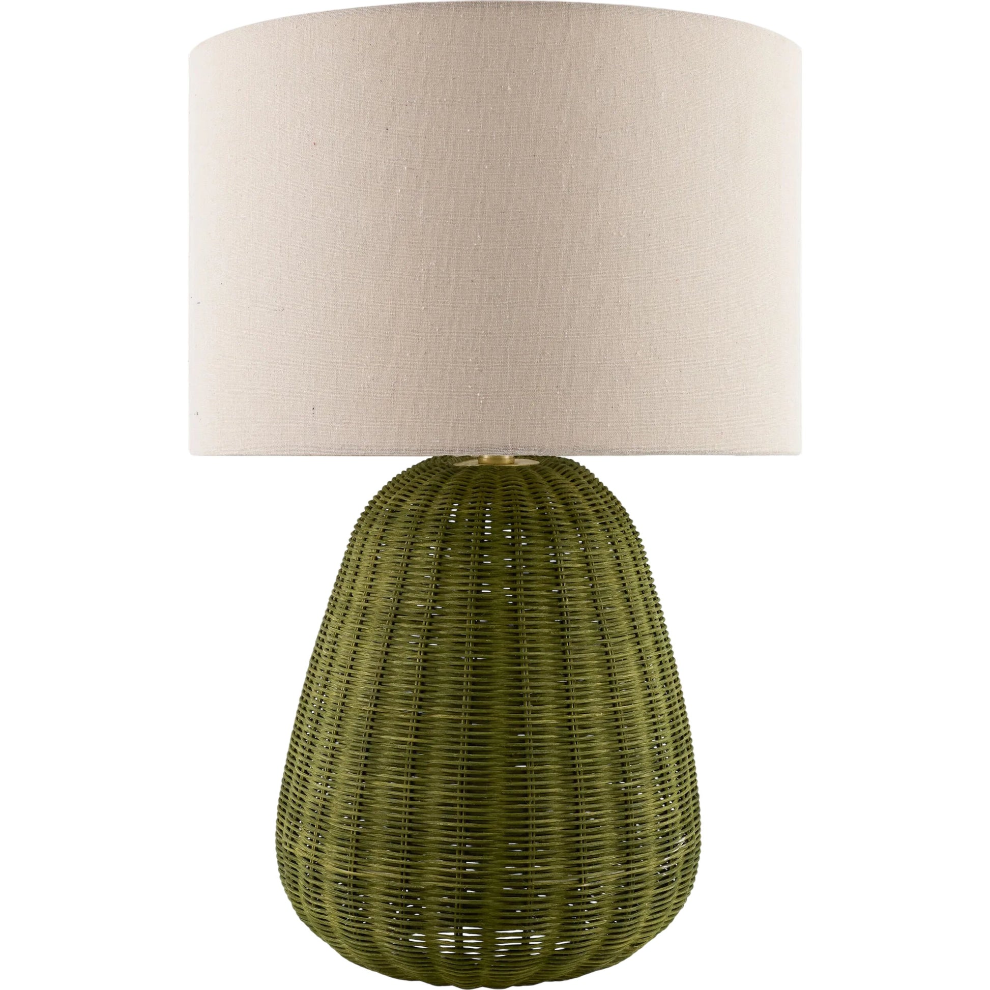 Olira Accent Table Lamp by Surya. Made from rattan, linen, polyester, iron in a rustic style.