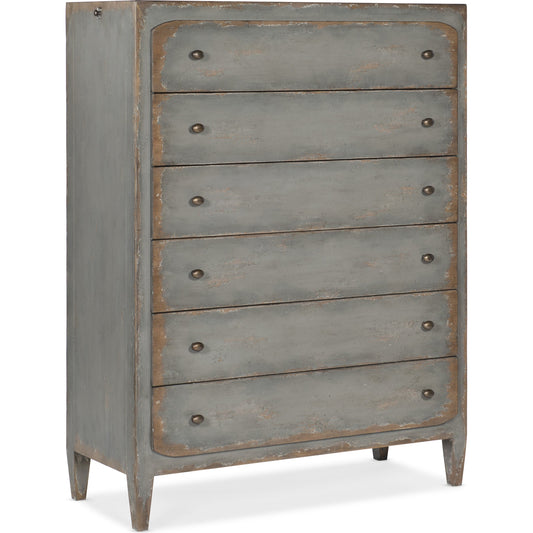 Ciao Bella Chest by Hooker Furniture. Made from maple veneer, cedar, felt panel, solid-wood edge top in a traditional style.