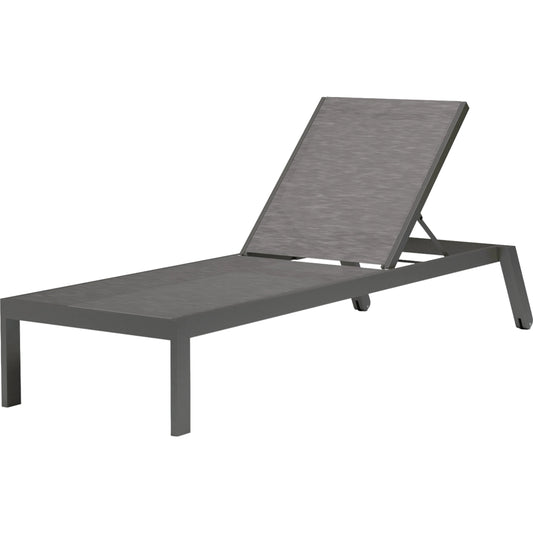 Vegas Outdoor Stackable Chaise Lounge by Sunset West in graphite. Made from aluminum in a modern style.