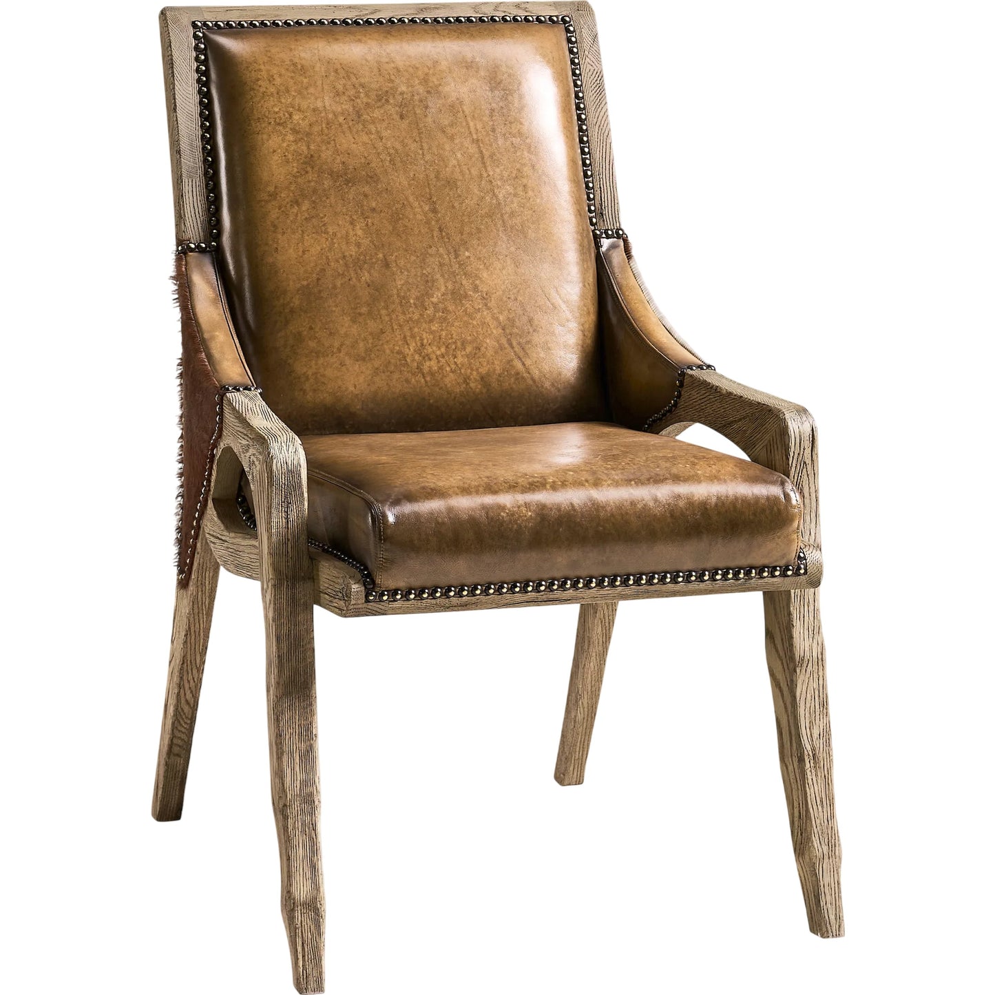 001 SI-2462587 | Primary Silo | Echo Canyon Leather & Hide Side Chair (Set of 2) by Jonathan Charles in faded oak. Made from oak in a traditional style.