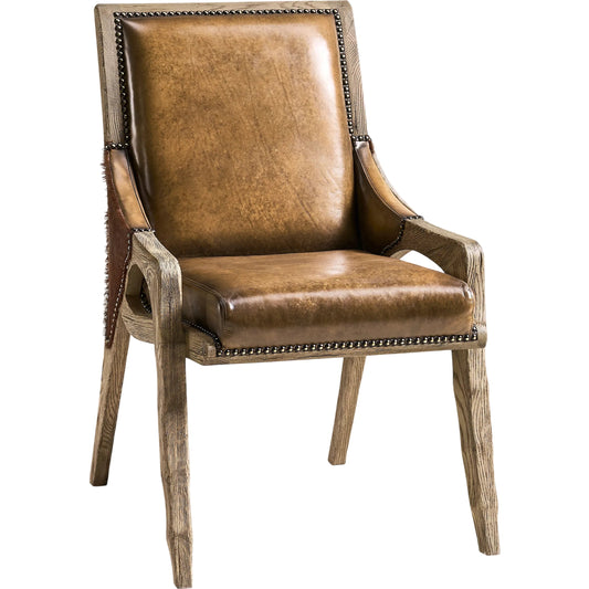 Echo Canyon Leather & Hide Side Chair by Jonathan Charles in faded oak. Made from oak in a traditional style.