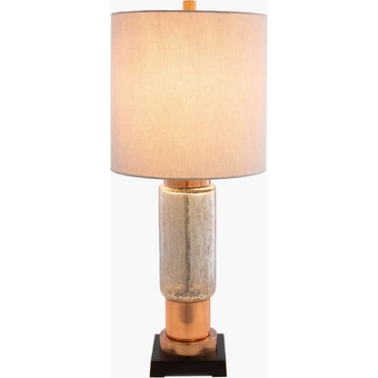 Omare Lamp - 24786 by Surya in light gray, metallic copper, translucent, black, white, ivory and matte, antiqued mercury. Made from linen, cotton, glass, metal in a modern style.