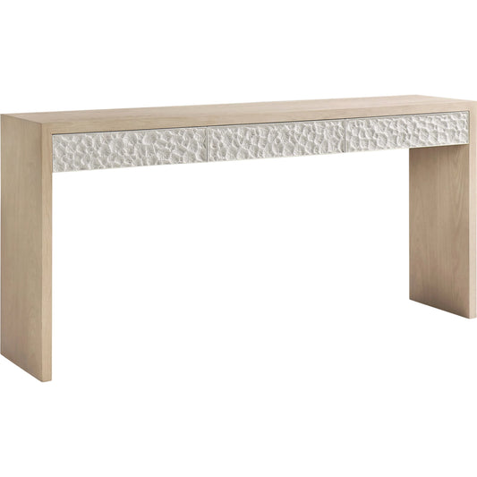 Pelagic Console Table by Jonathan Charles in white washed oak. Made from main oak veneer in a unique style.