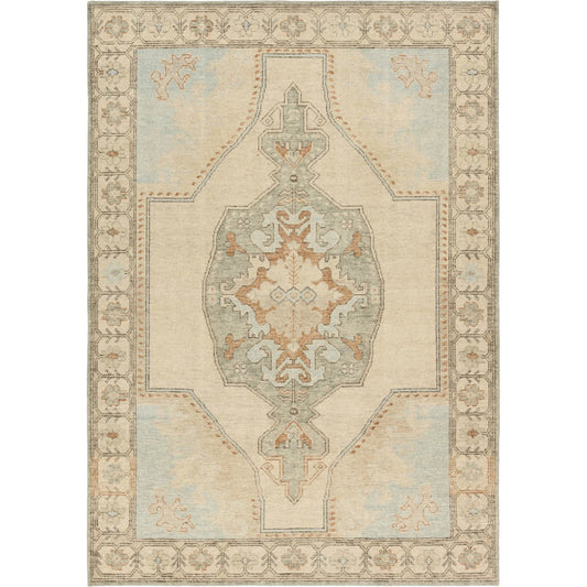 Onessa ONE12 Rug by Jaipur Living in blue, tan, beige. Made from 100% wool in a unique style.