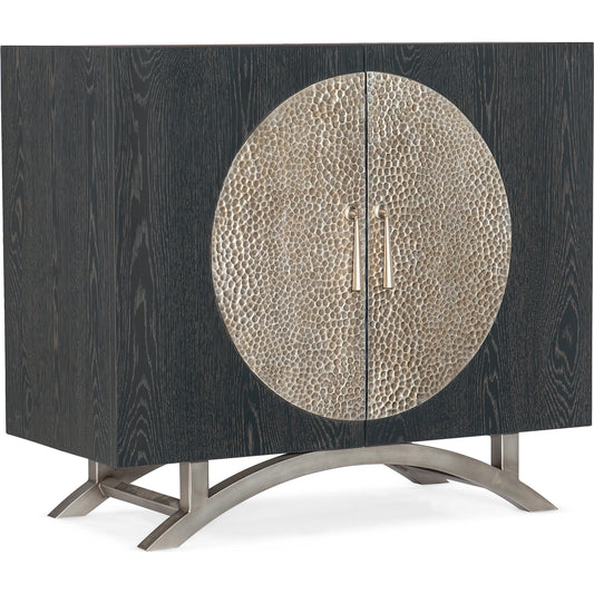 Melange Nolita Two Door Cabinet by Hooker Furniture in charcoal black. Made from oak veneers, resin, metal in a modern style.