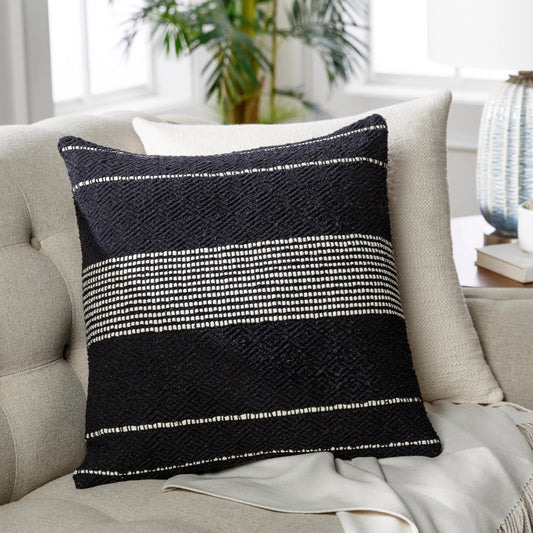 Ontario Pillow - 33604 by Livabliss in black, cream. Made from 100% cotton in a unique style.