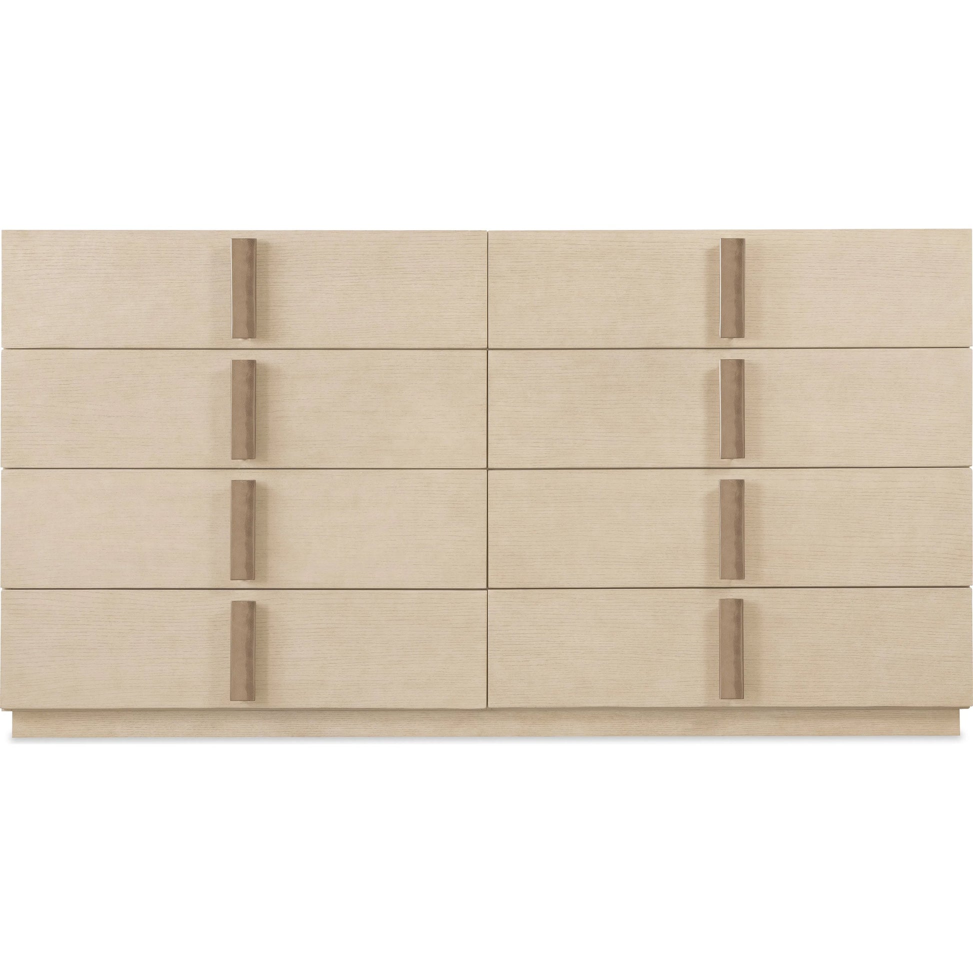 Westwood Eight-Drawer Dresser by Hooker Furniture in light wood and polished limestone. Made from oak veneers in a transitional style.