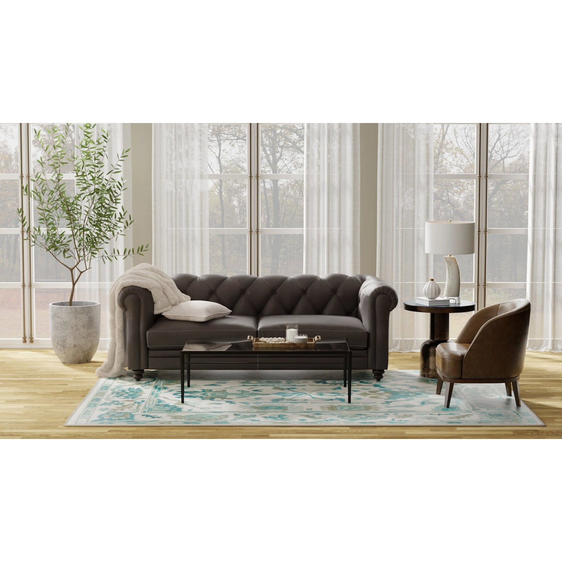 Karina Transitional & Botanical Rug - 90969G7F by Feizy. Made from wool in a unique style.