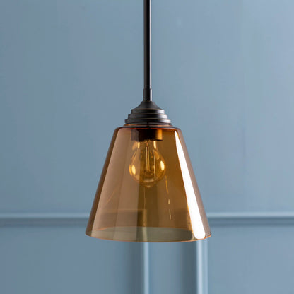 Boone Ceiling Light - 25301 by Surya in amber, metallic bronze. Made from glass, metal in a modern style.