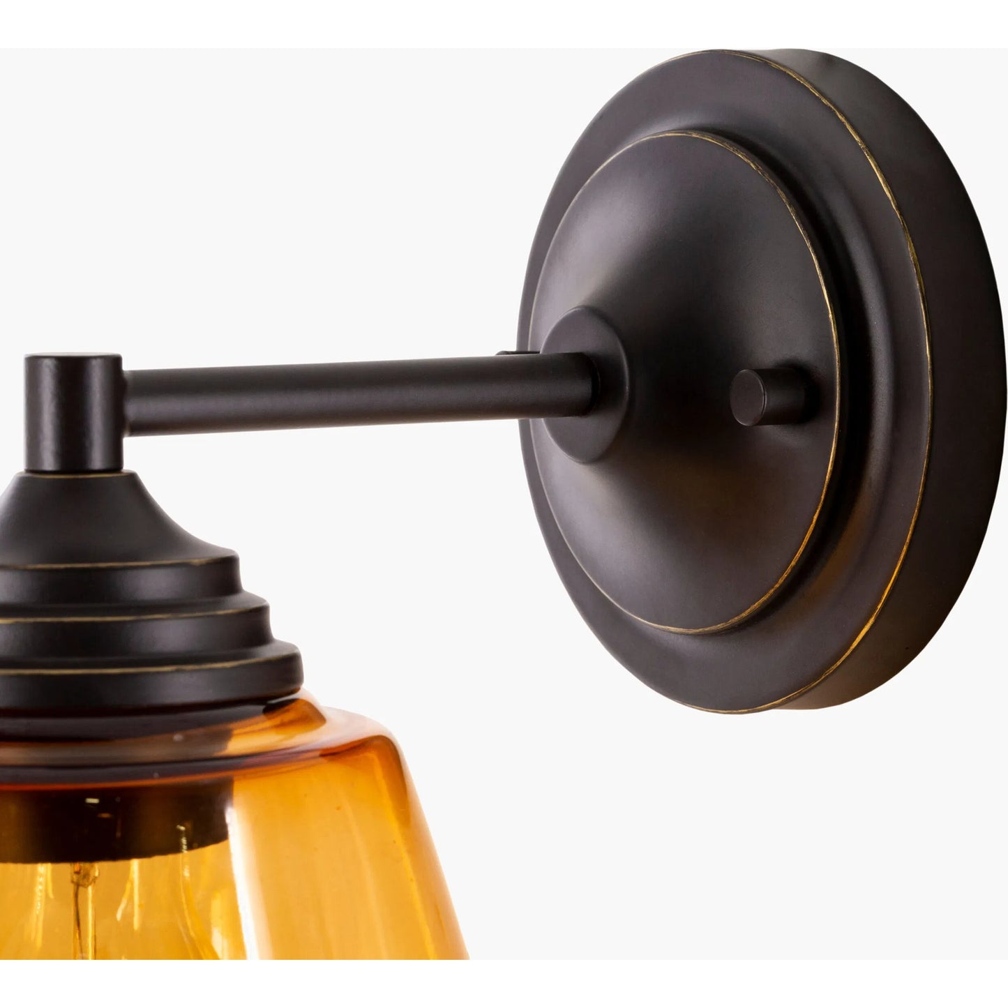 002 SI-1905092 | Closeup | Boone Wall Sconce - 25316 by Surya in amber, brown. Made from glass, metal in a modern style.
