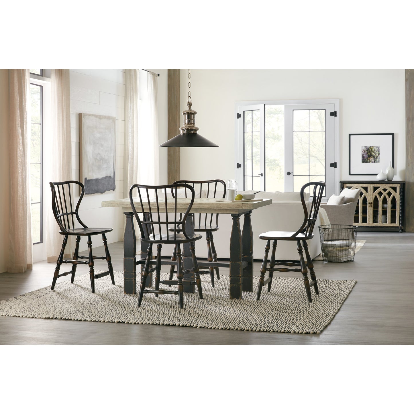 010 SI-1748689 | Lifestyle | Ciao Bella Spindle Back Bar + Counter Stool by Hooker Furniture. Made from hardwoods, copper sheet in a traditional style.