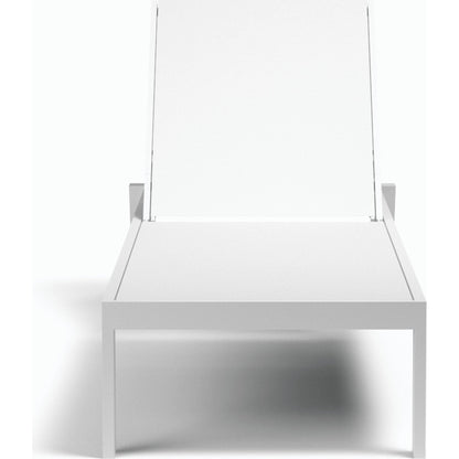 Naples Outdoor Stackable Chaise Lounge by Sunset West in white. Made from aluminum in a modern style.