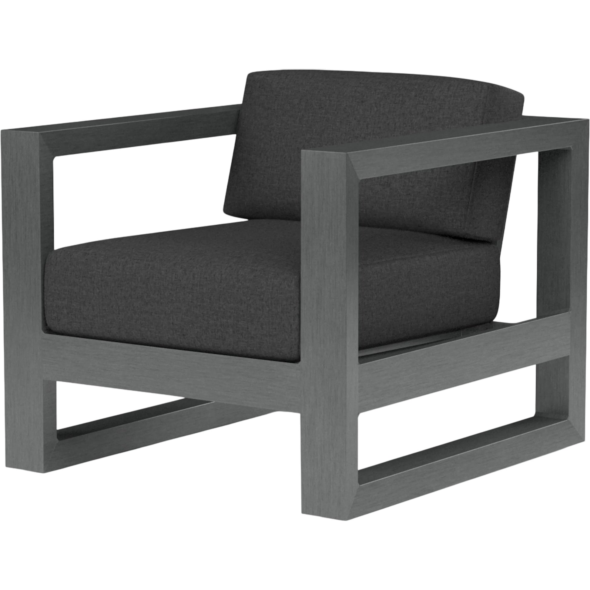 Redondo Outdoor Club Chair by Sunset West in grays. Made from aluminum in a modern style.