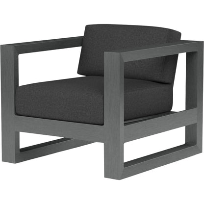 Redondo Outdoor Club Chair by Sunset West in grays. Made from aluminum in a modern style.