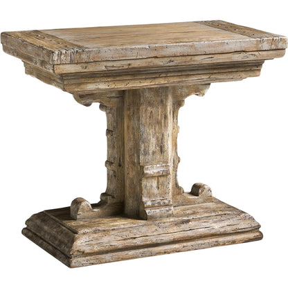 Caldera Pedestal-Base Side Table by Jonathan Charles in light spain painted walnut. Made from main acacia in a unique style.