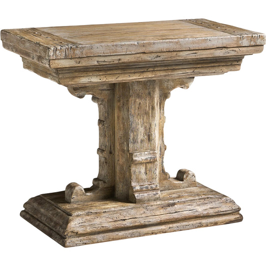 Caldera Pedestal-Base Side Table by Jonathan Charles in light spain painted walnut. Made from main acacia in a unique style.