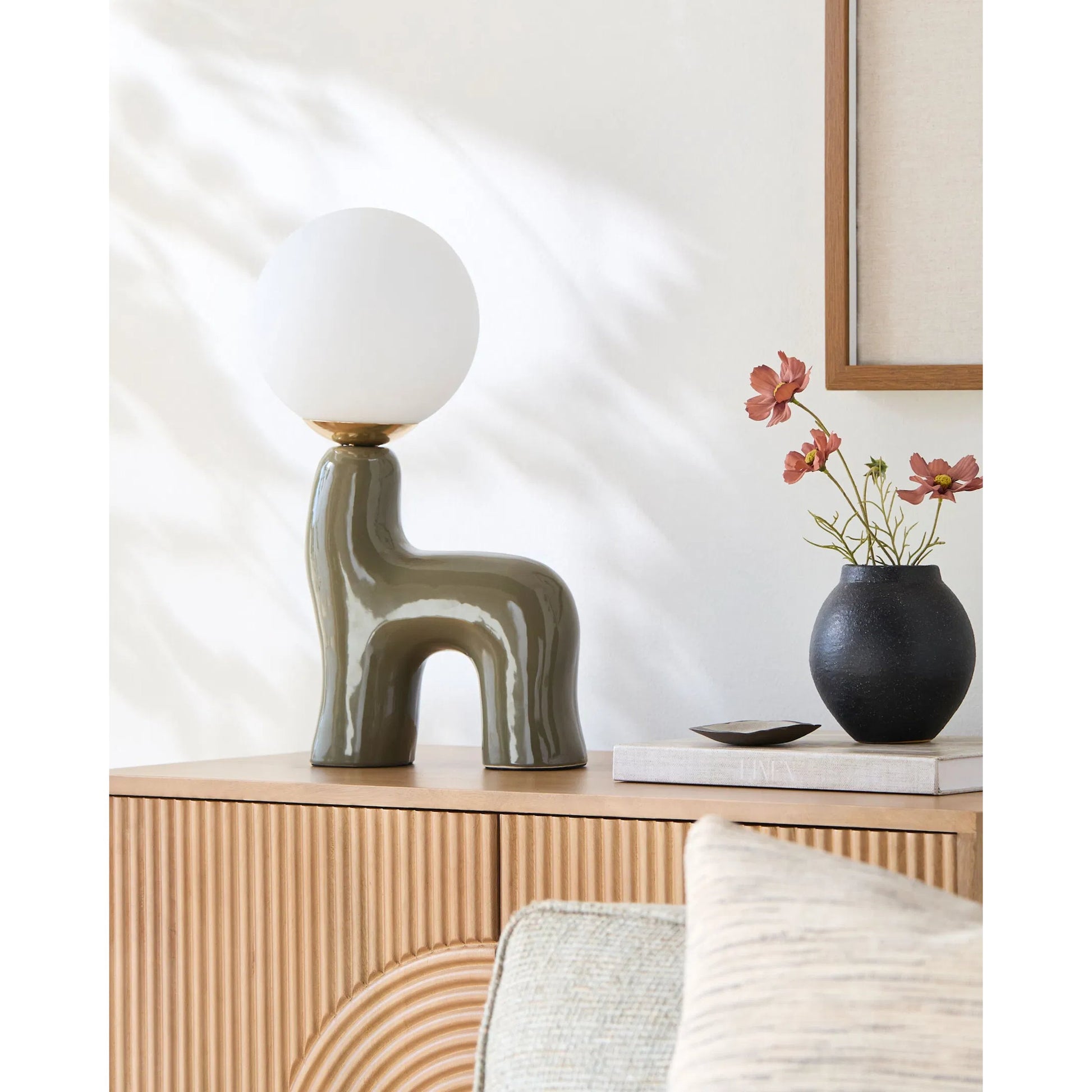 Opal Accent Table Lamp by Livabliss in glazed. Made from ceramic, glass in a eclectic & global style.