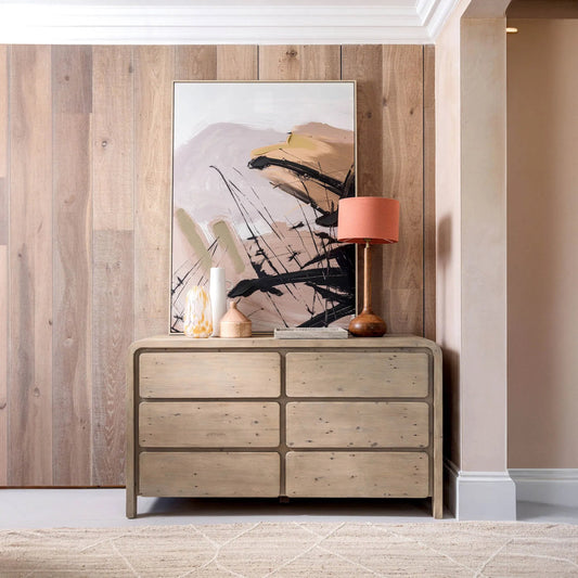 Opera 6-Drawer Dresser by LH Imports in brown and brown. Made from fsc reclaimed pine in a unique style.