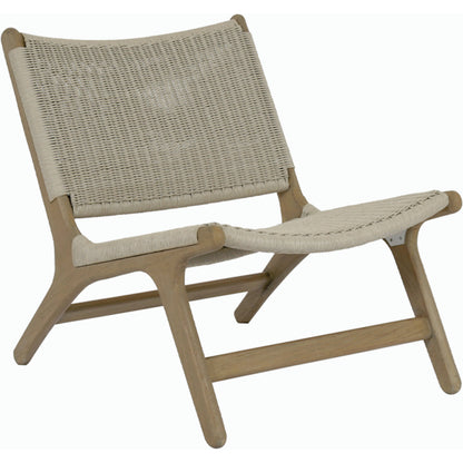 Coastal Outdoor Teak Cushionless Accent Chair by Sunset West in teak. Made from teak in a coastal style.