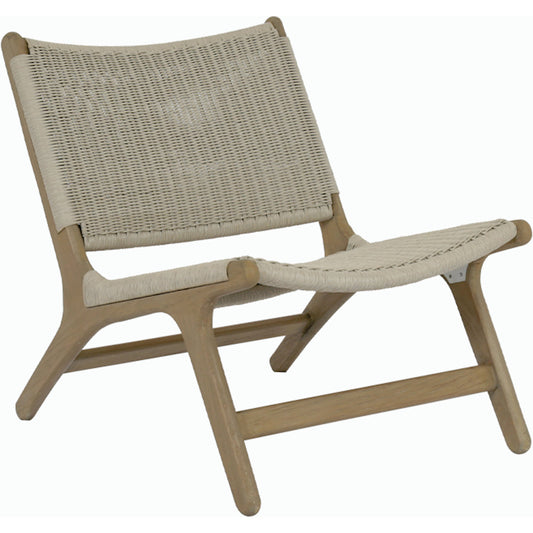 Coastal Outdoor Teak Cushionless Accent Chair by Sunset West in teak. Made from teak in a coastal style.