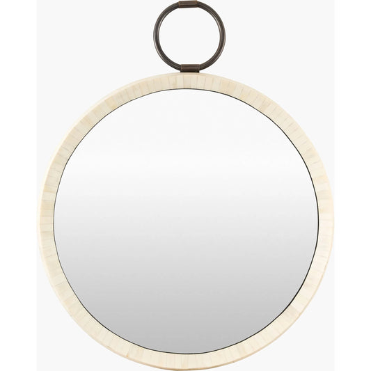 Opale Accent Mirror by Surya in cream. Made from bone in a transitional style.