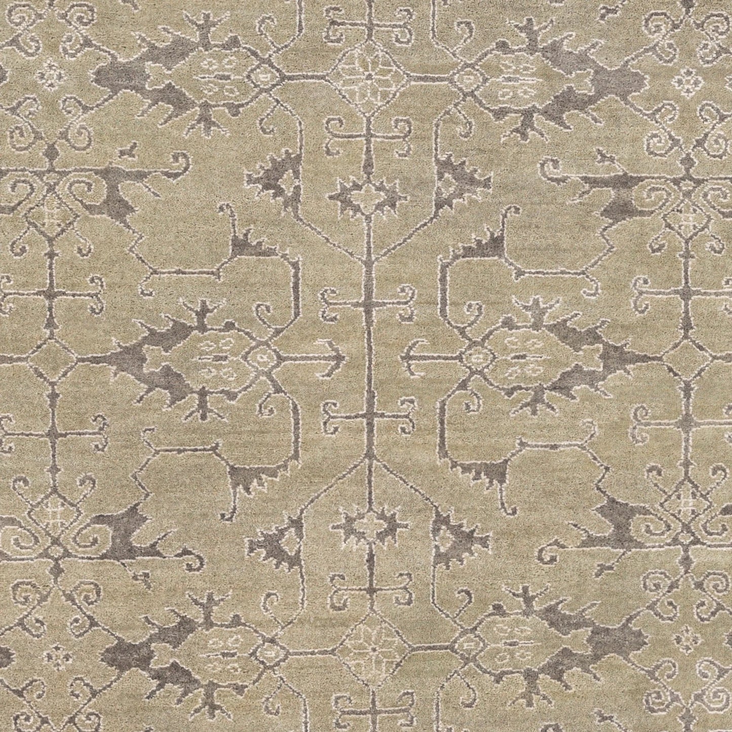 003 74909-29869,74909-29870,74909-29871 | Closeup | Opulent OPE-6001 Rug by Surya in dusty sage, charcoal, oatmeal. Made from 60% wool, 20% cotton, 20% viscose in a unique style.
