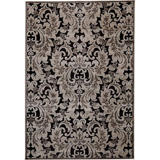 Saphir Transitional & Botanical Rug - 3788F by Feizy in taupe, black, gray. Made from unique in a unique style.