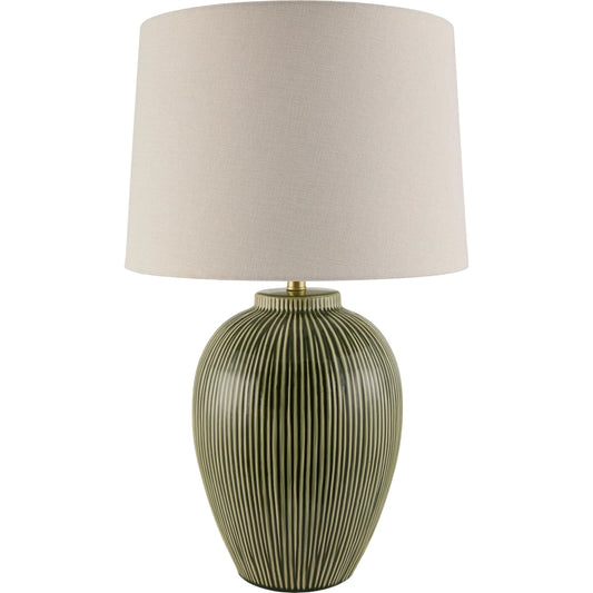 Opio Accent Table Lamp by Surya. Made from ceramic, iron, linen, polyester in a unique style.