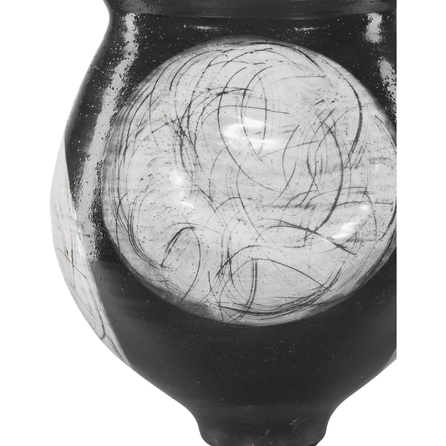 005 SI-2191790 | Closeup | Nakamura Vase by Currey and Company in black, light gray. Made from porcelain in a modern style.