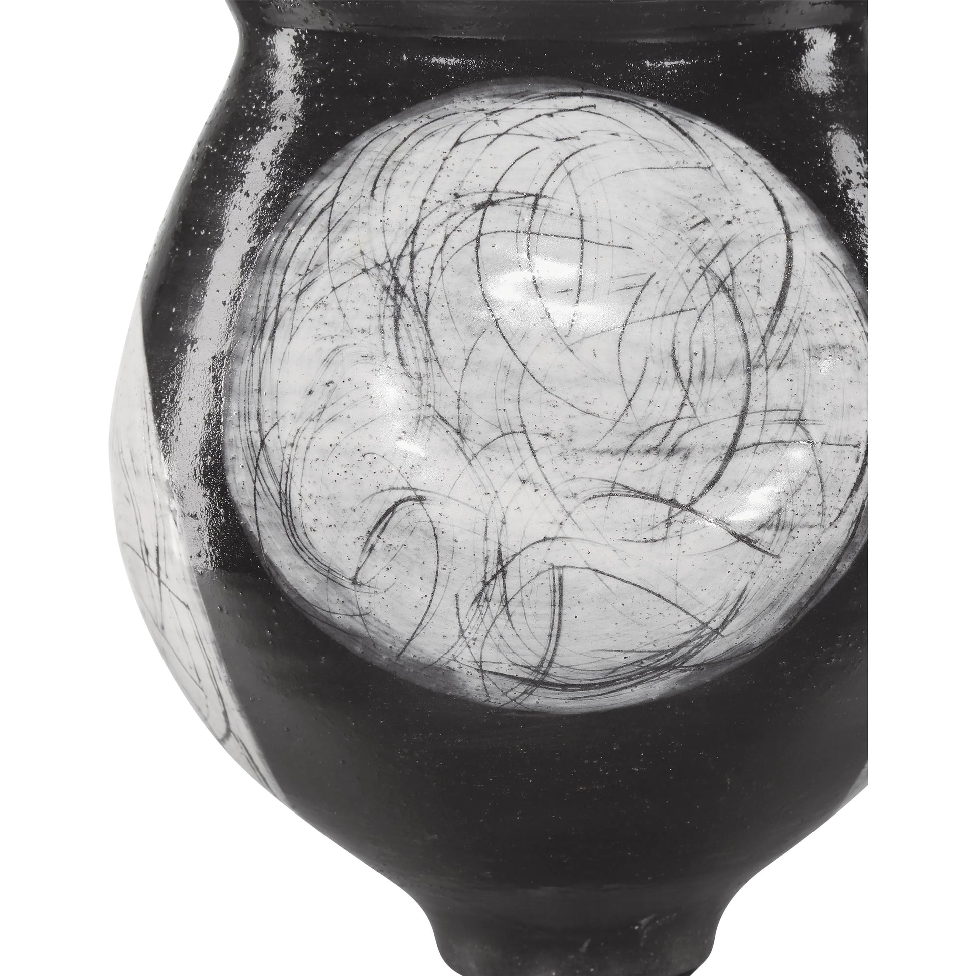 Nakamura Vase by Currey and Company in black, light gray. Made from porcelain in a modern style.