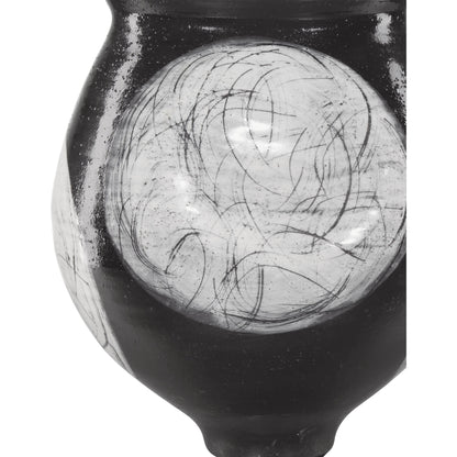 Nakamura Vase by Currey and Company in black, light gray. Made from porcelain in a modern style.