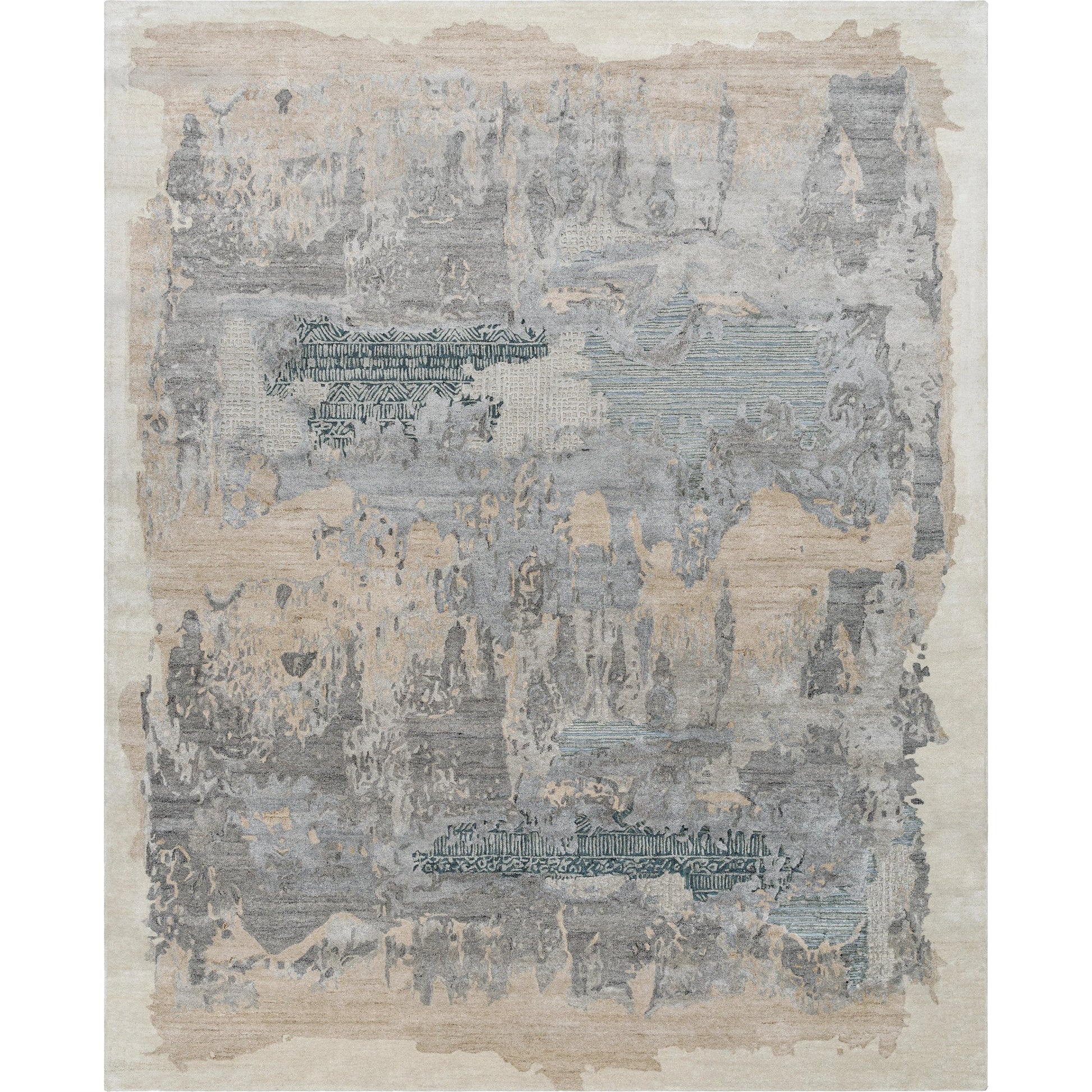 Opulence Rug - 526336 by Surya in pewter, sandstone, slate gray, teal, ivory. Made from viscose, wool in a unique 
