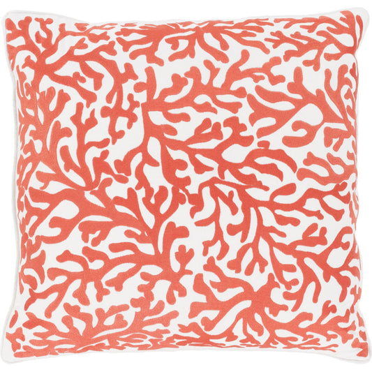 Osprey Pillow - 28488 by Surya in white, bright orange. Made from 100% cotton in a coastal style.