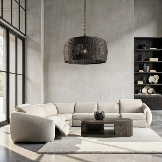 Avignon 5-PIECE Fabric Power Motion Sectional by Bernhardt in beige, tan. Made from fabric in a unique style.