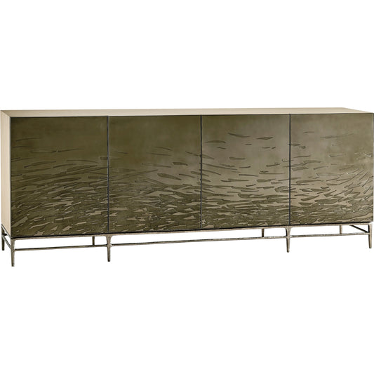Water Diel Credenza by Jonathan Charles in bleached oak. Made from oak, metal in a unique style.