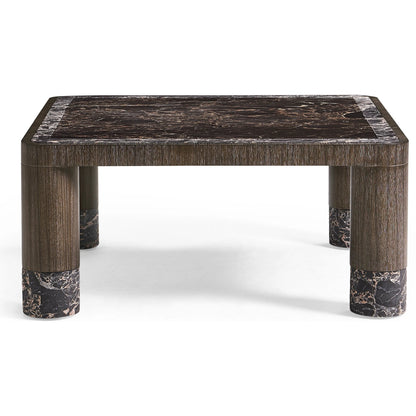Monarch Square Cocktail Table by Jonathan Charles in chocolate apricot oak. Made from main oak veneer in a unique style.