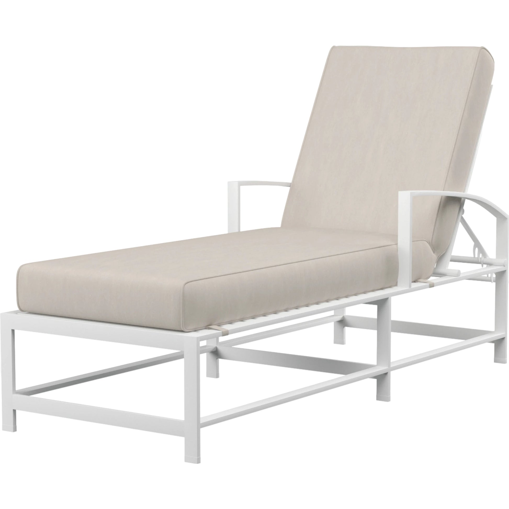 Bristol Outdoor Double Chaise in Canvas Flax w/ Self Welt by Sunset West in white. Made from aluminum in a modern style.