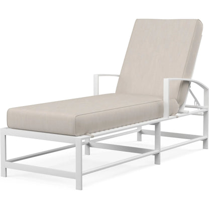 Bristol Outdoor Chaise in Canvas Flax w/ Self Welt by Sunset West in white. Made from aluminum in a modern style.