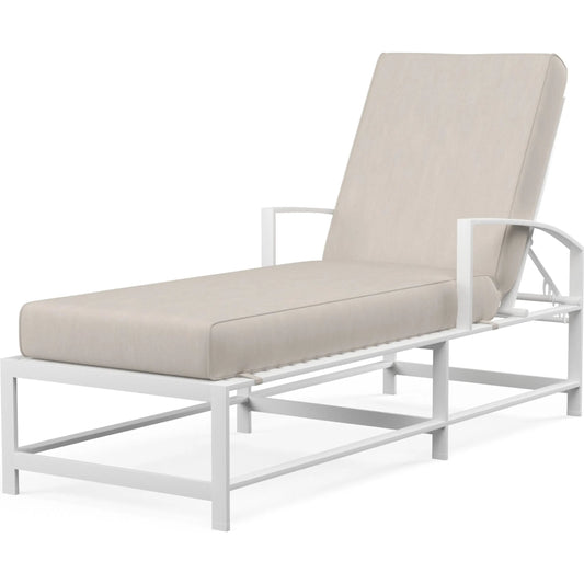 Bristol Outdoor Chaise in Canvas Flax w/ Self Welt by Sunset West in white. Made from aluminum in a modern style.