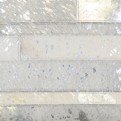 Cowhide Throw Pillow by Pasargad Home in silver. Made from cowhide in a modern style.