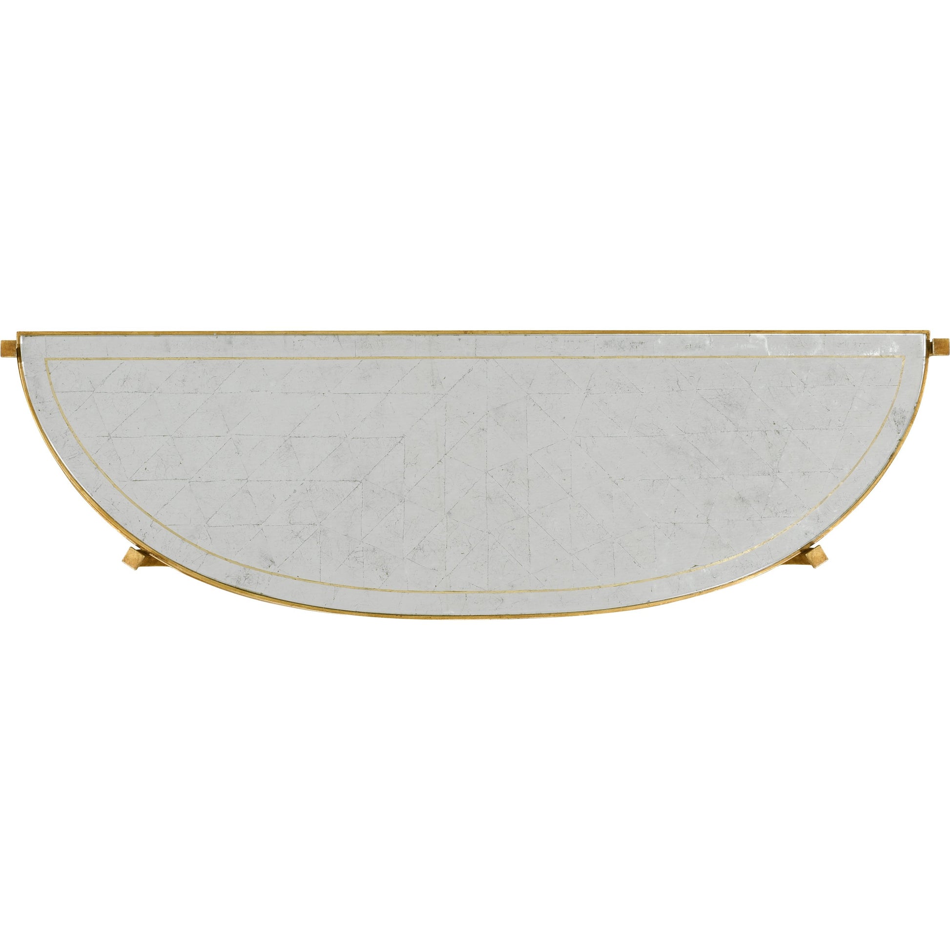 Luxe Large Half Moon Console Table by Jonathan Charles in gold and gilded iron. Made from iron in a transitional style.